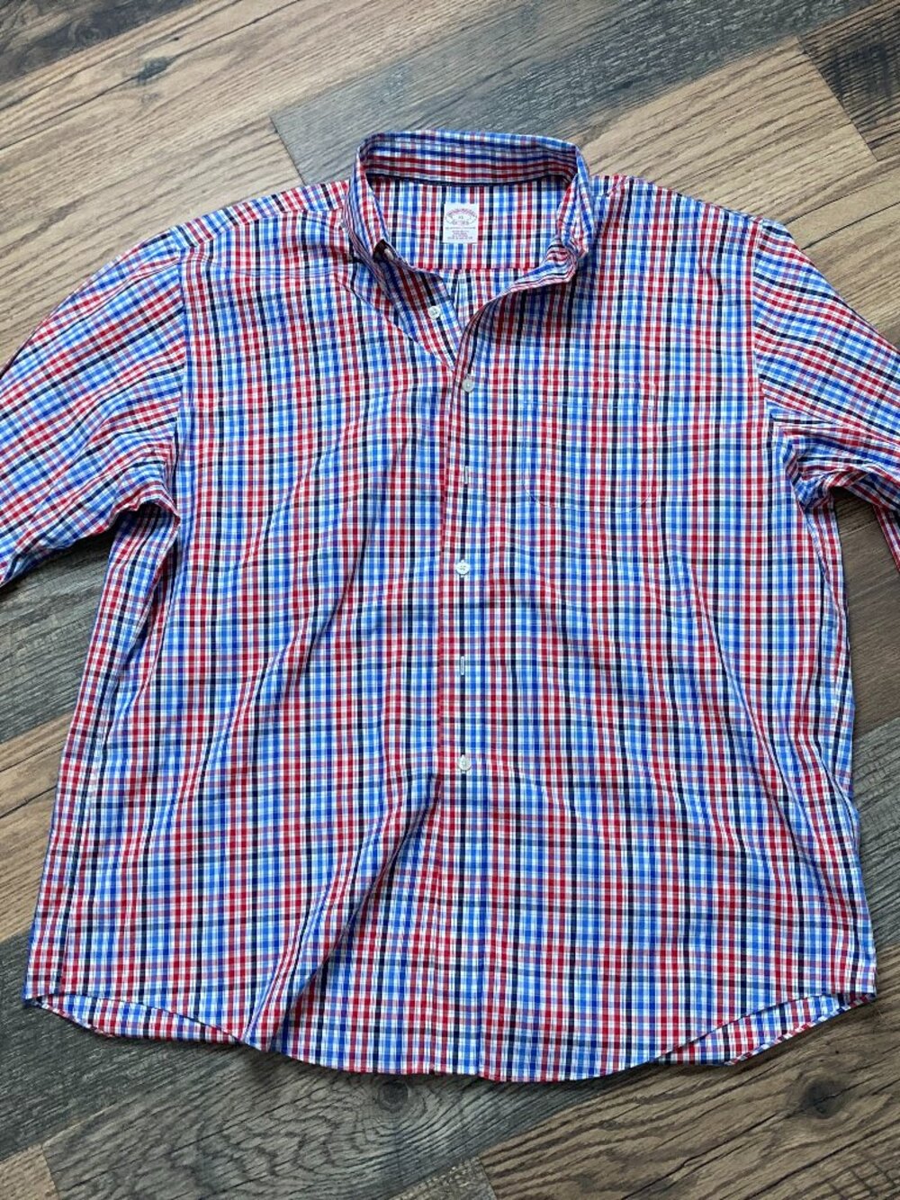 Brooks Brothers 1818 Regent Non-Iron Plaid Button Down Shirt Mens XL Red Blue